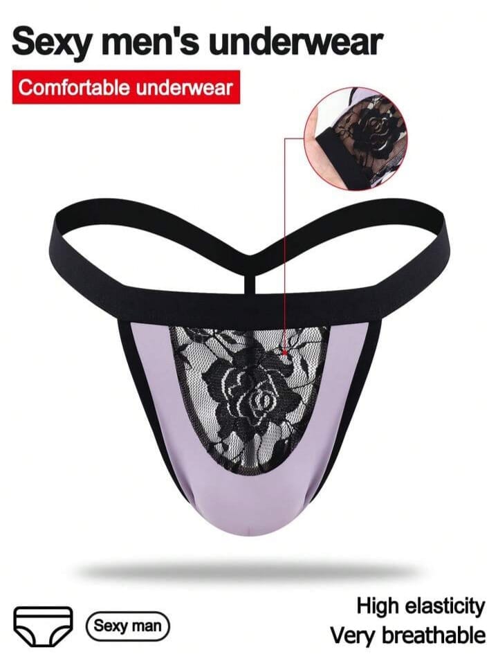 Lavender Lace Accent Thong